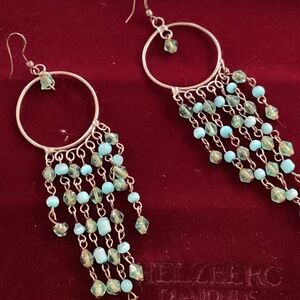 Turquoise Chalcedony Chandelier Earrings